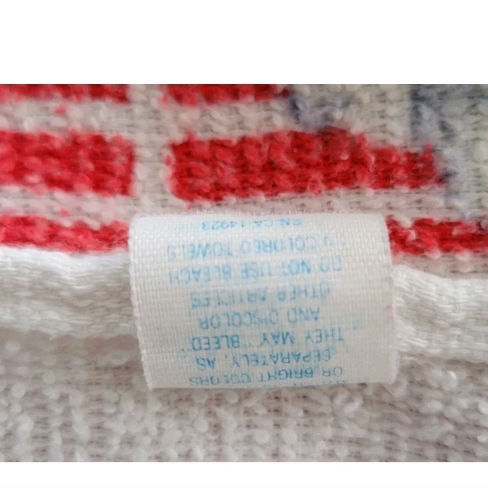 Vintage R.A. Briggs Christmas Bath Hand Towels Set 3 Santa Face Striped Fringe
